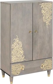 vidaXL Magasfiú Szürke és Arany 60 x 33 x 100 cm Tömör Mangófát