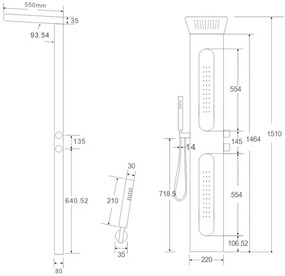 Mexen Mano, zuhanypanel, fekete, 7609-02-70