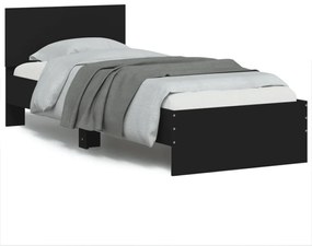 fekete ágykeret fejtámlával és LED-világítással 75 x 190 cm