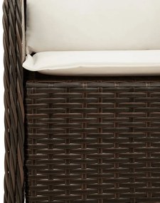 3 részes barna polyrattan kerti étkezőgarnitúra párnával