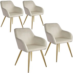 tectake 404902 4 marilyn bársony kinézetű szék, arany színű - krém/arany