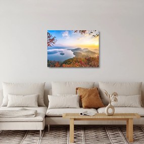 Üveg kép - Bledi-tó (70x50 cm)