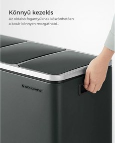 SORT szelektív hulladékgyűjtő 54 l (3×18 l), antracit/ezüst SongmicsHome