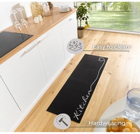 Kitchen fekete futószőnyeg, 50 x 150 cm - Zala Living