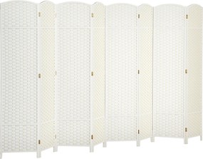 HOMCOM 8 paneles szobaelválasztó 320 x 170 cm – Összecsukható fenyő keretű paraván, fehér | Aosom