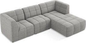 Szürke buklé sarokkanapé (jobb oldali-heverő résszel) Aloha – Makamii
