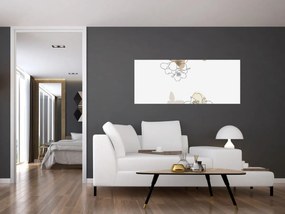 Kép - Bézs virágok pillangóval N⁰2 (120x50 cm)
