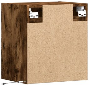 füstös tölgy színű fali TV-szekrény LED-ekkel 41x31x45 cm