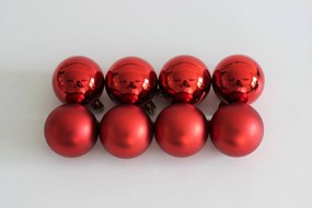 Piros mű karácsonyi gömbök 8cm 8db
