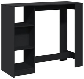 fekete szerelt fa bárasztal polccal 124 x 46 x 103,5 cm