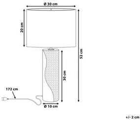 Fehér és ezüst porcelán asztali lámpa 52 cm AIKEN Beliani