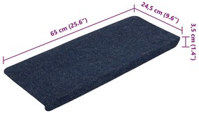 15 db kék öntapadó lépcsőszőnyeg 65x24,5x3,5 cm