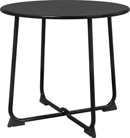 Outsunny 50 cm kerek kerti oldalasztal, fém kültéri asztal X-alappal és csúszásgátló talpakkal, fekete | Aosom