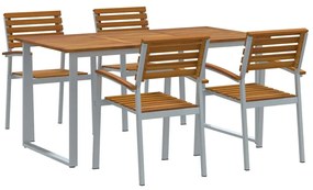 vidaXL Kert étkező szett 5 pcs Szürke Tömör Akácfa