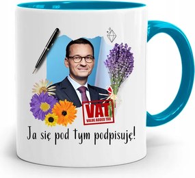 Kék Politikus Bögre Mateusz Morawiecki Miniszterelnök fényképes nyomtatással