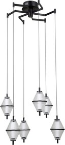 Italux modern függeszték fuente króm matt fekete átlátszó itxpnd-34395-6-bk