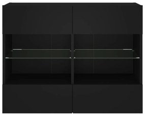 fekete fali TV-szekrény LED-világítással 78,5x30x60,5 cm