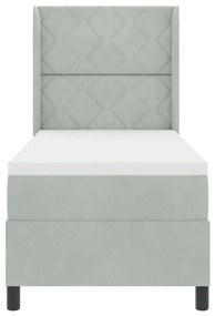 Box Spring Ágy Matraccal és LED Világosszürke 80x200 cm Bársony
