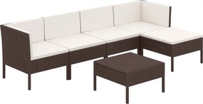 vidaXL 6 részes barna polyrattan kerti ülőgarnitúra párnákkal