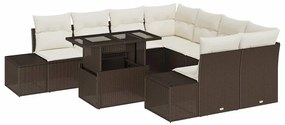 vidaXL Kerti Kanapé Szett párnával tárolóval 9 pcs Barna és Krém