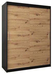 Ruhásszekrény 150 cm Toki (matt fekete + artisan tölgy). 1064823