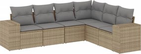 vidaXL 6 részes bézs polyrattan kerti ülőgarnitúra párnával