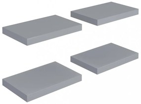 4 db szürke MDF lebegő fali polc 40 x 23 x 3,8 cm