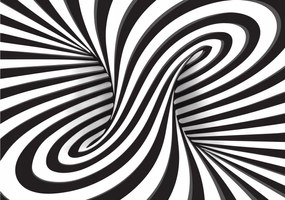 Fotótapéta Fekete-Fehér Örvény Alagút Illúzió Absztrakt Grafika 350x250 +ragasztó