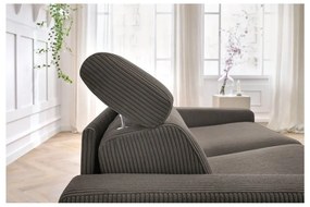 Szürkésbarna kordbársony kinyitható kanapé 215 cm Monaco – Bobochic Paris