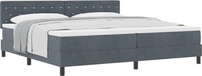 vidaXL Boxrugós ágy matracmal Sötétszürke 200 x 200 cm Bársony
