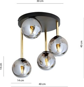 Emibig modern mennyezeti lámpa dolce fekete grafit arany emi1259/4