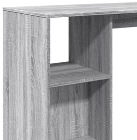 szürke sonoma szerelt fa bárasztal polccal 124 x 46 x 103,5 cm