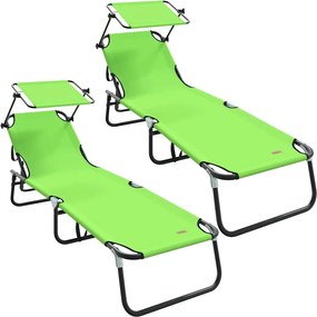 vidaXL Összecsukható nyugágy 2 pcs Zöld 190 x 57 x 81 cm oxford