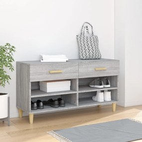 szürke sonoma színű szerelt fa cipőszekrény 102 x 35 x 55 cm