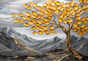 Fotótapéta - Fa arany levelekkel (147x102 cm)