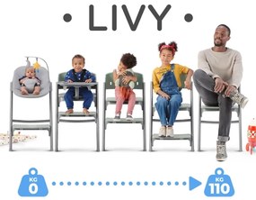 KINDERKRAFT SELECT-Gyermek étkezőszék LIVY Premium Aster rózsaszín + nyugágy CALMEE