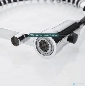 Konyhai csaptelep EYN KF1459 vízszűrő-csatlakozással, kihúzható zuhanyfejjel, több színben — Gunmetal szürke