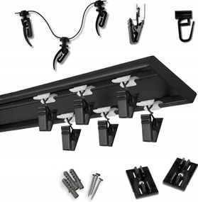 Mennyezeti FĂŒggönykarnis Fekete Duo Mennyezeti SĂn Dupla AlumĂnium 280CM BĂ©ka