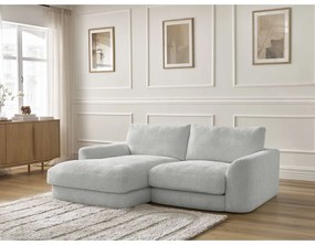 Világosszürke zsenília sarokkanapé (bal oldali-heverő résszel) Leonore – Bobochic Paris