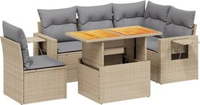 vidaXL 6 részes bézs polyrattan kerti ülőgarnitúra párnával