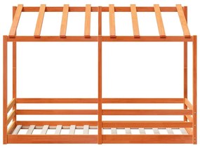viaszbarna tömör fenyőfa gyerekágy tetővel 75 x 190 cm