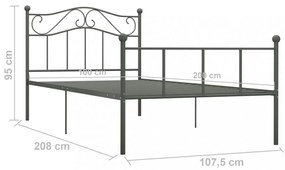 vidaXL szürke fém ágykeret 100 x 200 cm