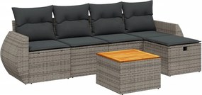 vidaXL 6 részes szürke polyrattan kerti ülőgarnitúra párnákkal