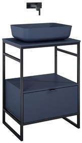 AREZZO design NEBO alsószekrény 60 cm-es, 1 fiókkal, matt kék, matt fekete (2 doboz)