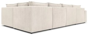 Krémszínű kordbársony sarokkanapé (jobb oldali-"U" alakú) Nihad modular – Bobochic Paris