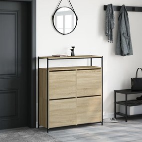 sonoma tölgy cipőszekrény 4 kihajtható fiókkal 100x34x112 cm
