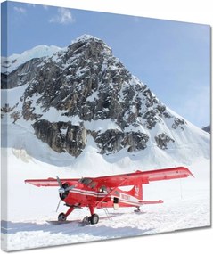 Vászonkép 30x30 Piros repülőgép a hegyekben
