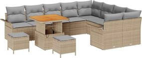 vidaXL Kerti Kanapé Szett párnával 12 pcs Bézs polirattan