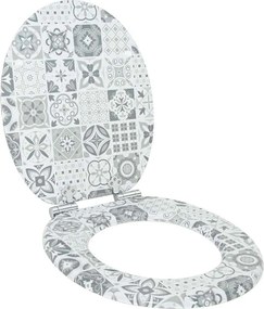 vidaXL Lágy záródású WC ülőke Kék és fehér porcelán 44 x 38 cm MDF lap