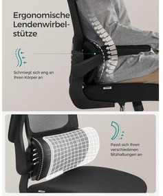 irodai szék, ergonomikus, hálós szék deréktámasszal és állítható fejtámlával, fekete